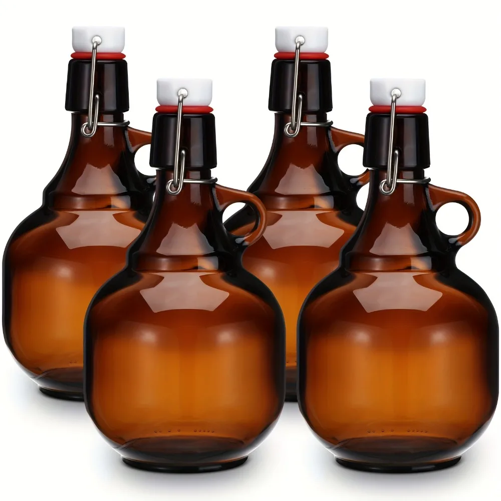 4pcs Amber Glass Growlers for Beer, 34oz - Perfect for Home Brewing, Fermentation & Storage of Soda, Cider, Wine | PVC-Free, Handwash Only
4pcs Amber Glass Growlers for Beer, 34oz - Perfect for Home Brewing, Fermentation & Storage of Soda, Cider, Wine | PVC-Free, Handwash Only