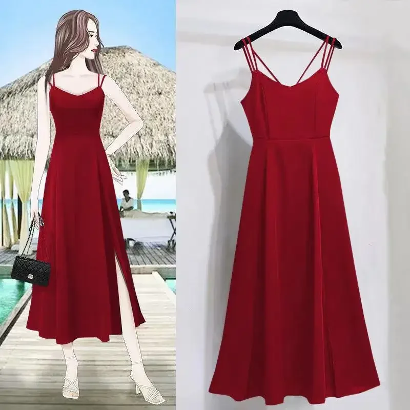 Plus Size Women's 2023 Summer Skirt Feminine Split Mid-length Korean Fashion Suspender Dress
Plus Size Women's 2023 Summer Skirt Feminine Split Mid-length Korean Fashion Suspender Dress