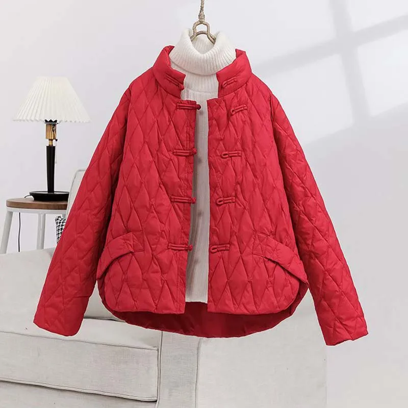 2026 Autumn Winter Chinese Style Buckle Fashion Thickened Down Jacket Women Casual Loose Warm Jacket 50% White Duck Down
2026 Autumn Winter Chinese Style Buckle Fashion Thickened Down Jacket Women Casual Loose Warm Jacket 50% White Duck Down