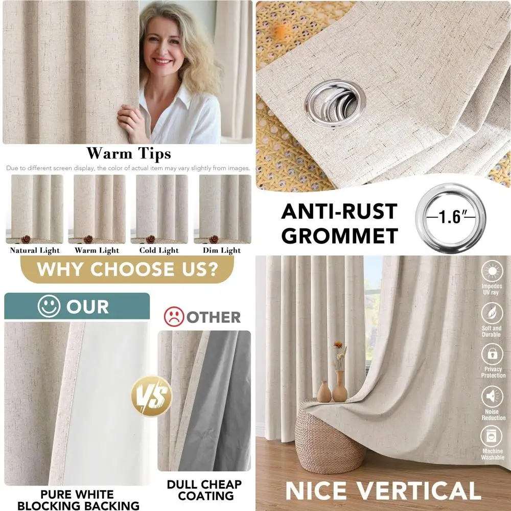 Теплоизоляционные затемняющие шторы (96 дюймов) с белой подкладкой, 100% блокировка света, комплект из 2 панелей для спальни, натуральный цвет
Теплоизоляционные затемняющие шторы (96 дюймов) с белой подкладкой, 100% блокировка света, комплект из 2 панелей для спальни, натуральный цвет