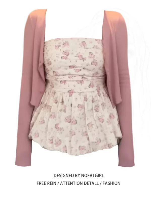 plus Size Women's Floral Print Tube Top And Cardigan Two-Piece Set Spring Sun Protection Short Style Korean Pure Desire Retro
plus Size Women's Floral Print Tube Top And Cardigan Two-Piece Set Spring Sun Protection Short Style Korean Pure Desire Retro
