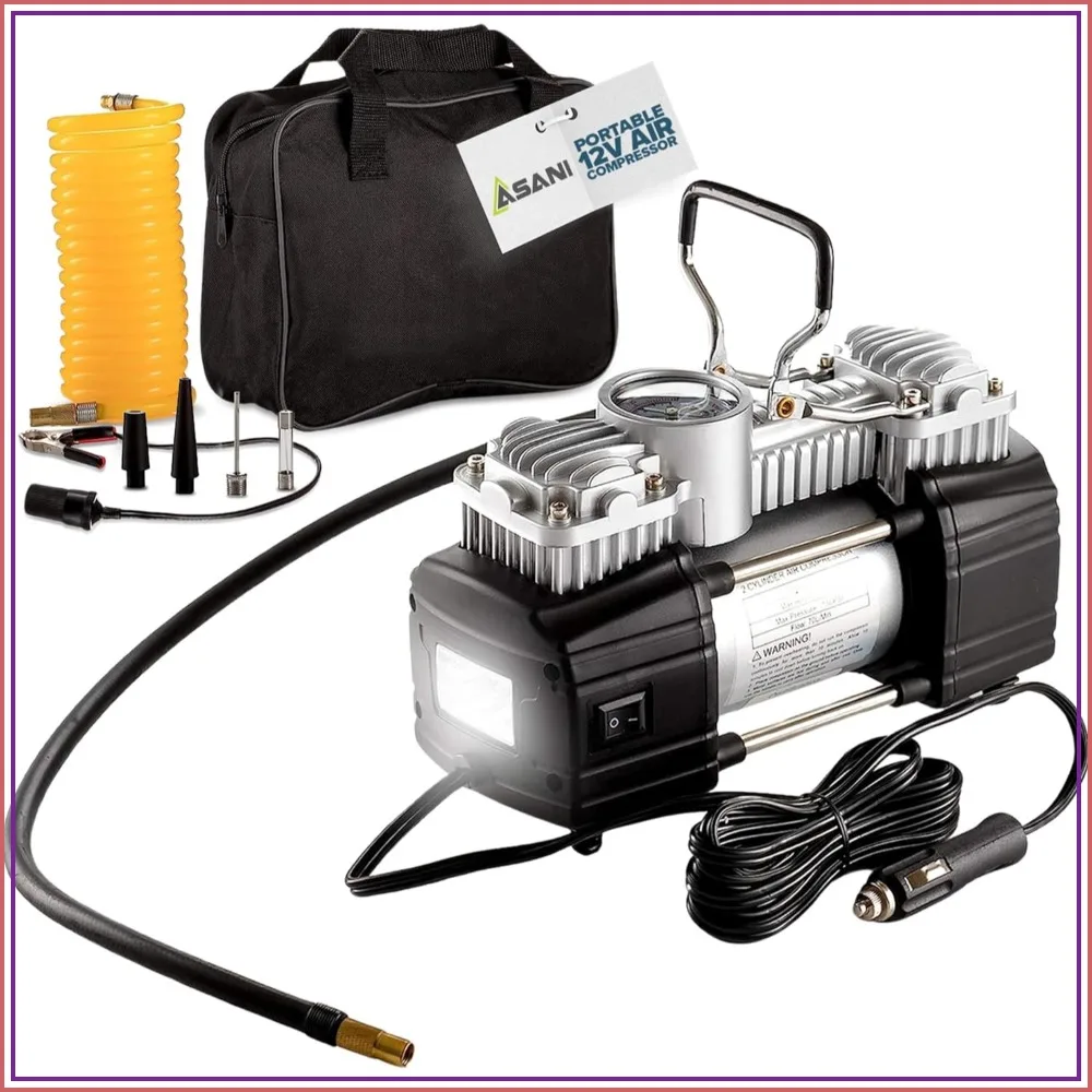 150 PSI Heavy-Duty Double Cylinder Tire Inflator - Portable 12V Air Compressor with LED Light for SUVs, Trucks, Bikes
150 PSI Heavy-Duty Double Cylinder Tire Inflator - Portable 12V Air Compressor with LED Light for SUVs, Trucks, Bikes