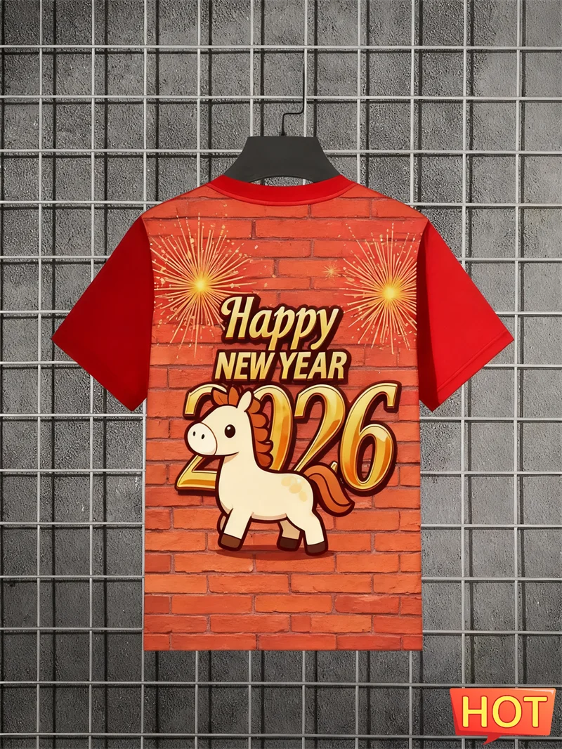 2026 Футболки с надписью «С Новым годом» и «Лошадь» Модные модные мужские и женские футболки с 3D принтом Свободные дышащие футболки с круглым вырезом
2026 Футболки с надписью «С Новым годом» и «Лошадь» Модные модные мужские и женские футболки с 3D принтом Свободные дышащие футболки с круглым вырезом
