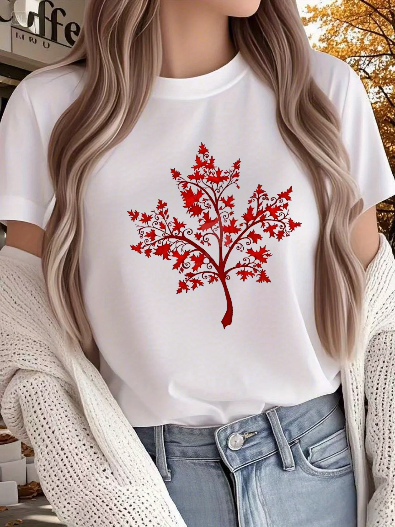 Women's Canadian Theme T-Shirt Red Maple Tree Design Comfortable Fit Round Neck Short Sleeve Casual Top Canada Day Thanksgiving
Women's Canadian Theme T-Shirt Red Maple Tree Design Comfortable Fit Round Neck Short Sleeve Casual Top Canada Day Thanksgiving