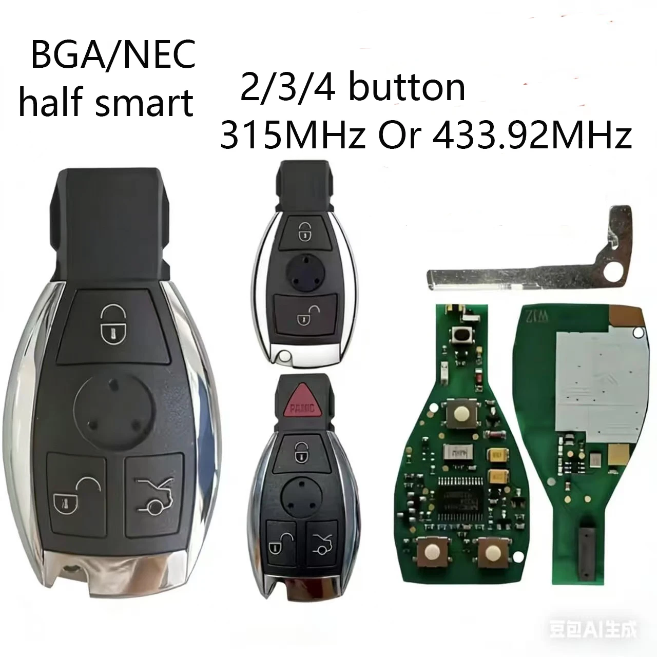 Пульт дистанционного управления для Mercedes Benz NEC BGA, бесключевой доступ, поддержка оригинальных моделей W202, W203, W204, W210, W220, W164, частота 315 МГц или 433.92 МГц.
Пульт дистанционного управления для Mercedes Benz NEC BGA, бесключевой доступ, поддержка оригинальных моделей W202, W203, W204, W210, W220, W164, частота 315 МГц или 433.92 МГц.