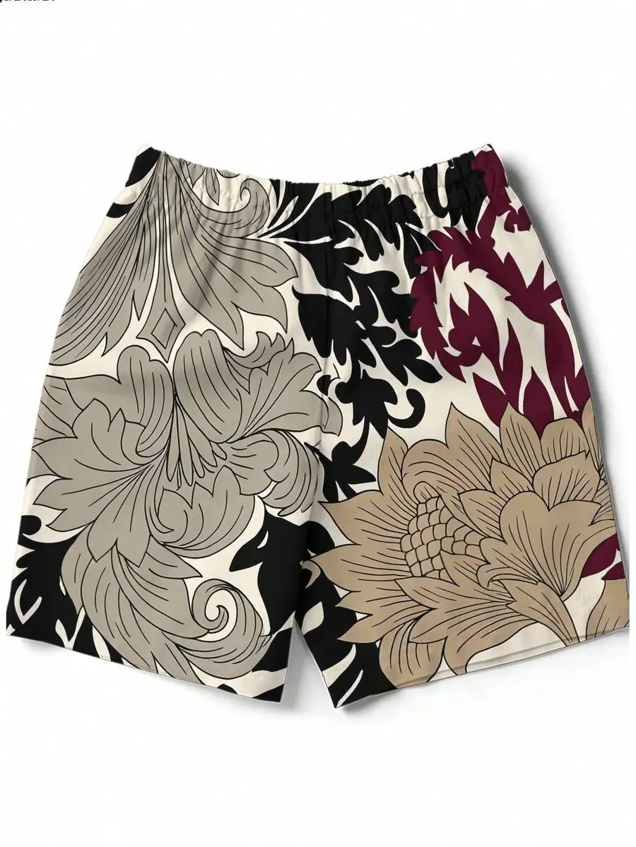 Mens Beach Shorts With 3D Floral Print Casual Drawstring Swim Trunks
Mens Beach Shorts With 3D Floral Print Casual Drawstring Swim Trunks