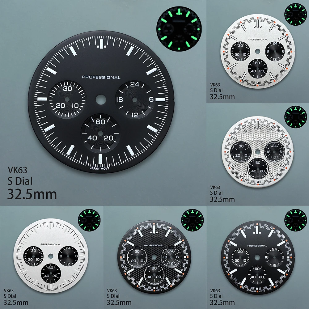 32.5mm S Logo Speed PROFESSIONAL Dial Fit VK63 Movement Green Luminous High Quality Watch Modification Accessories
32.5mm S Logo Speed PROFESSIONAL Dial Fit VK63 Movement Green Luminous High Quality Watch Modification Accessories