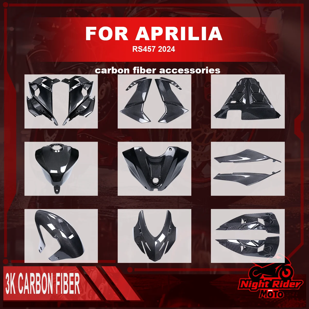 For Aprilia RS457 2024 Motorcycle 100% Carbon Fiber Lower Seat Side Panel Rear Eat Pad Front Fairing Motorcycle Accessories
For Aprilia RS457 2024 Motorcycle 100% Carbon Fiber Lower Seat Side Panel Rear Eat Pad Front Fairing Motorcycle Accessories