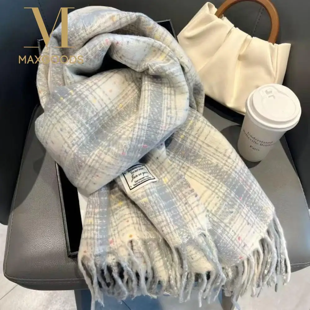 Модный ветрозащитный зимний клетчатый шарф, холодостойкий сохраняющий тепло, длинные шарфы с кисточками, толстая кашемировая шаль для женщин 
Модный ветрозащитный зимний клетчатый шарф, холодостойкий сохраняющий тепло, длинные шарфы с кисточками, толстая кашемировая шаль для женщин