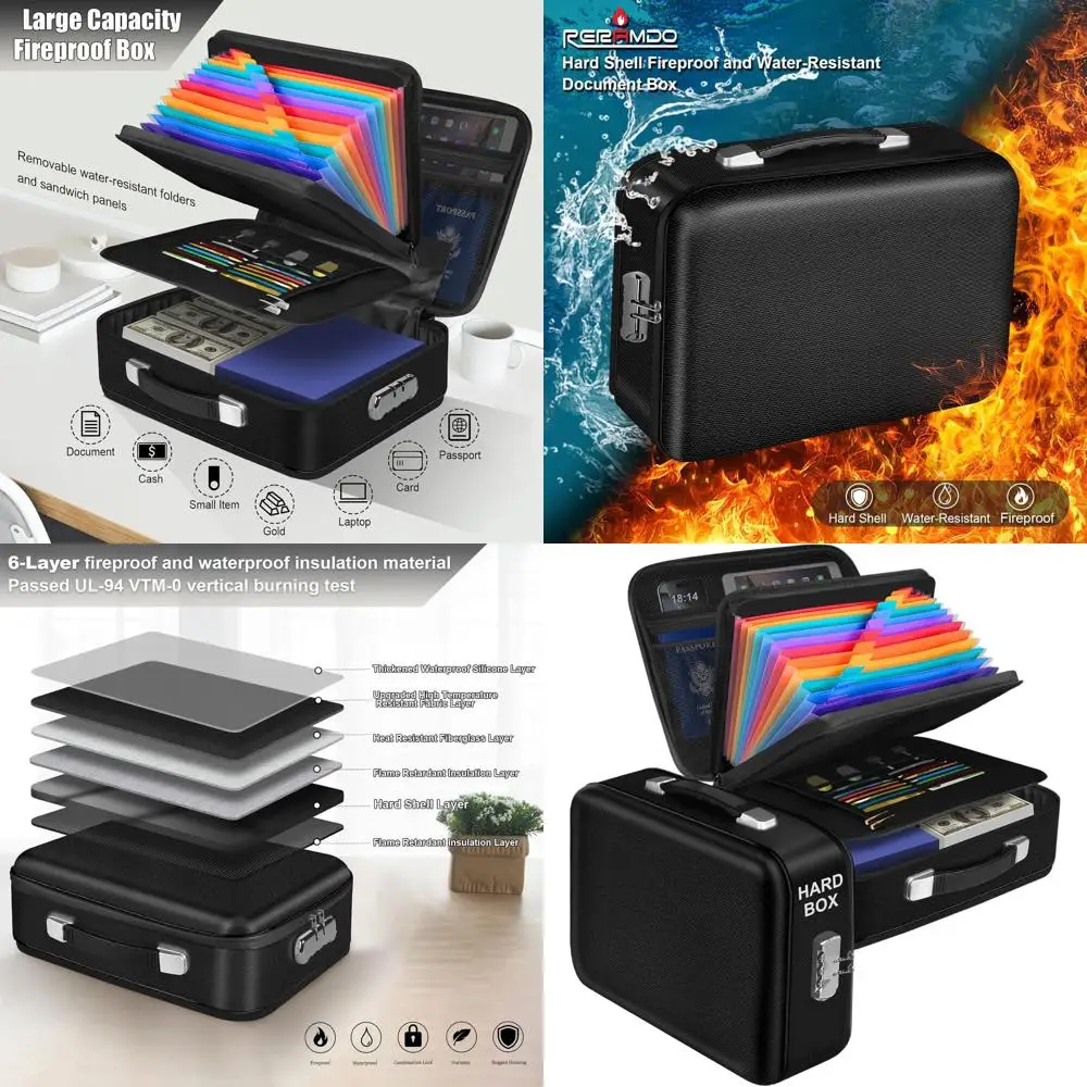 Hard Shell Document Box with Lock, Water Resistant, Portable for Important Papers, Laptops, Passports, Black
Hard Shell Document Box with Lock, Water Resistant, Portable for Important Papers, Laptops, Passports, Black