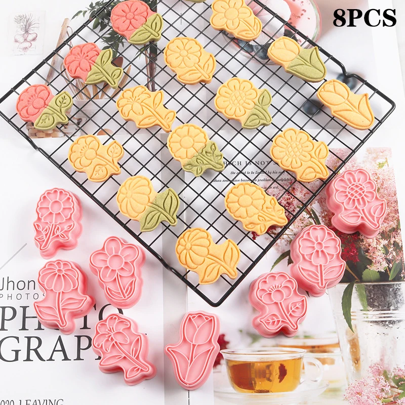 8Pcs Set Flowers Shape Cookie Cutter Stamp Cartoon Pressable Biscuit Mold Confectionery Cookie Kitchen Baking Pastry Tools
8Pcs Set Flowers Shape Cookie Cutter Stamp Cartoon Pressable Biscuit Mold Confectionery Cookie Kitchen Baking Pastry Tools