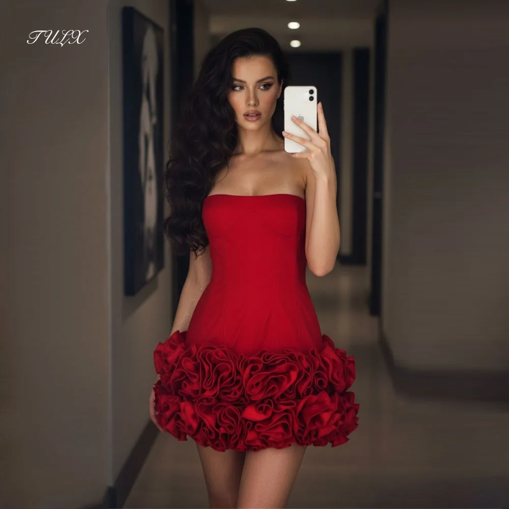TULX Simple Red Mini Evening Dress Strapless Sleeveless Arabo Dubai Prom Party Dress Sheath Short Ruffles Cocktail Dress 2026
TULX Simple Red Mini Evening Dress Strapless Sleeveless Arabo Dubai Prom Party Dress Sheath Short Ruffles Cocktail Dress 2026
