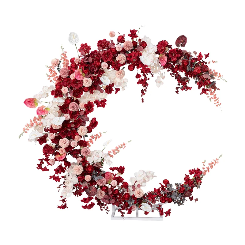 Wedding decorations, red moon arch floral art, proposal event ceremonies, wedding banquets, festive imitation finished flowers
Wedding decorations, red moon arch floral art, proposal event ceremonies, wedding banquets, festive imitation finished flowers
