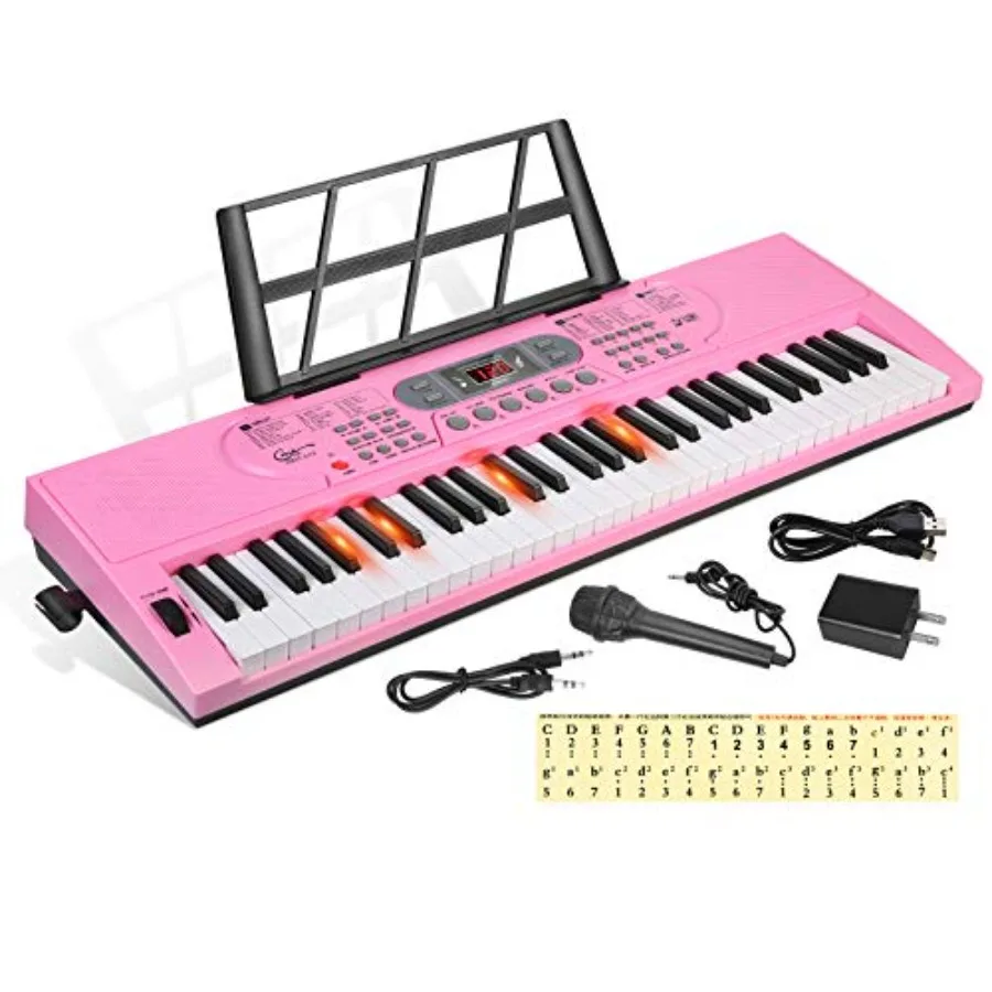 Keyboard Piano with Lighted Keys for Beginners: 61-Key Electronic Keyboard in Black, featuring Teaching Modes, USB/Battery Powe
Keyboard Piano with Lighted Keys for Beginners: 61-Key Electronic Keyboard in Black, featuring Teaching Modes, USB/Battery Powe
