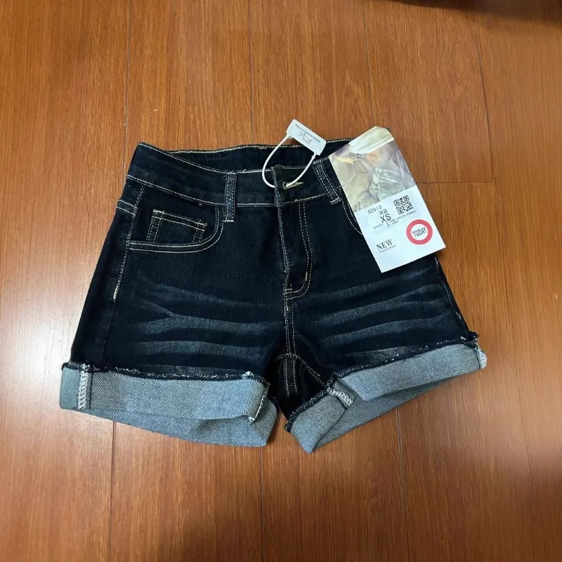 Retro Roll Up Hem Deep Blue Denim Shorts Women Summer Sexy Low Rise Hip Covering Hot Pants American Distressed Washed Jean Short
Retro Roll Up Hem Deep Blue Denim Shorts Women Summer Sexy Low Rise Hip Covering Hot Pants American Distressed Washed Jean Short