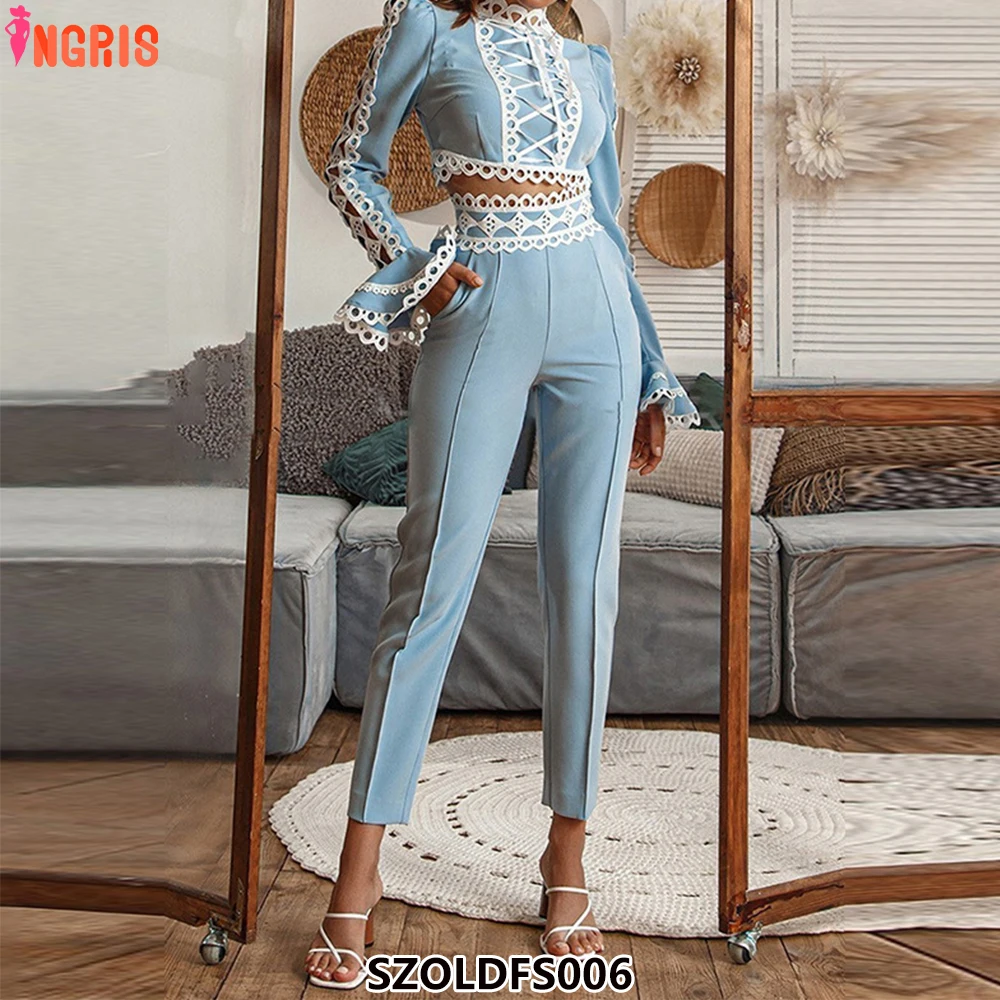 Luxury lace fabric women's two-piece suit elegant mock collar hollow long sleeve suit-SZOLDFS006
Luxury lace fabric women's two-piece suit elegant mock collar hollow long sleeve suit-SZOLDFS006