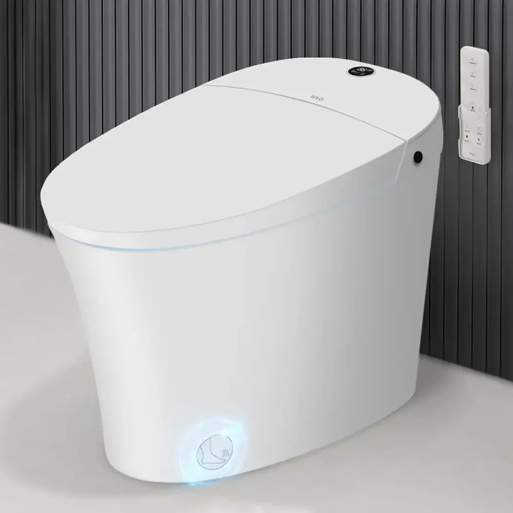 Toilet with Warm Water,Dual Auto Flush,Foot Sensor Operation,Heated Bidet Seat,Electric Tankless Toilets with LED Display E16
Toilet with Warm Water,Dual Auto Flush,Foot Sensor Operation,Heated Bidet Seat,Electric Tankless Toilets with LED Display E16