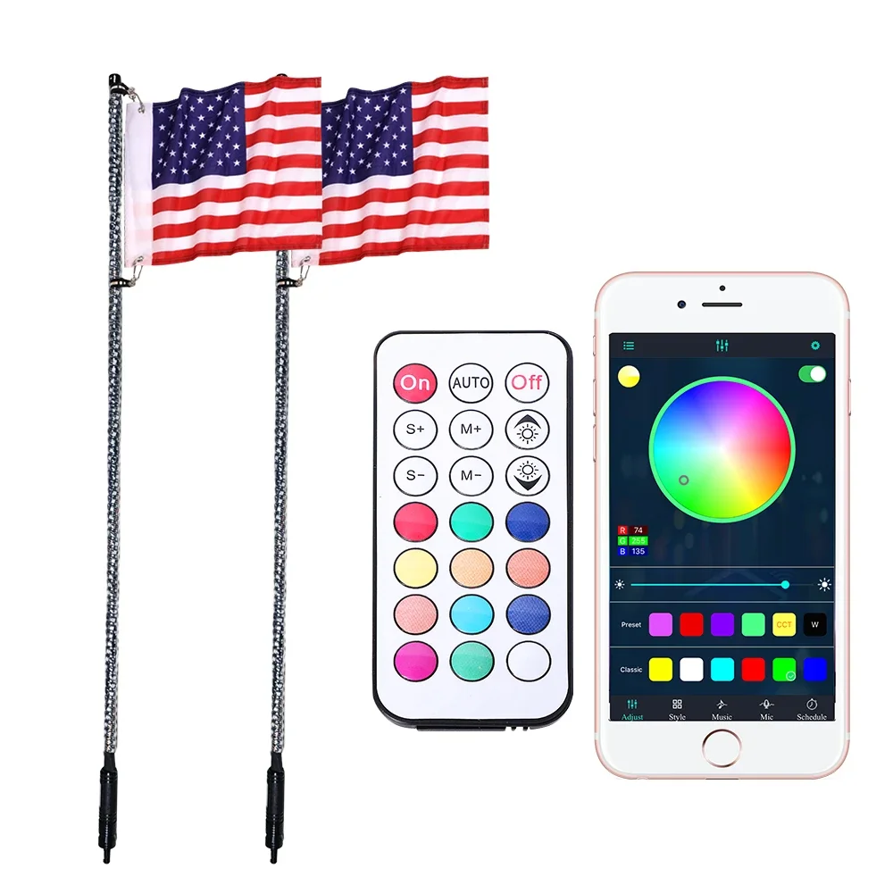 APP & Remote Control 3 4 5 Feet Spiral RGB LED Flag Pole LED Wh-ip Strip Light for Polaris RZR XP 1000 UTV ATV for Yamaha
APP & Remote Control 3 4 5 Feet Spiral RGB LED Flag Pole LED Wh-ip Strip Light for Polaris RZR XP 1000 UTV ATV for Yamaha