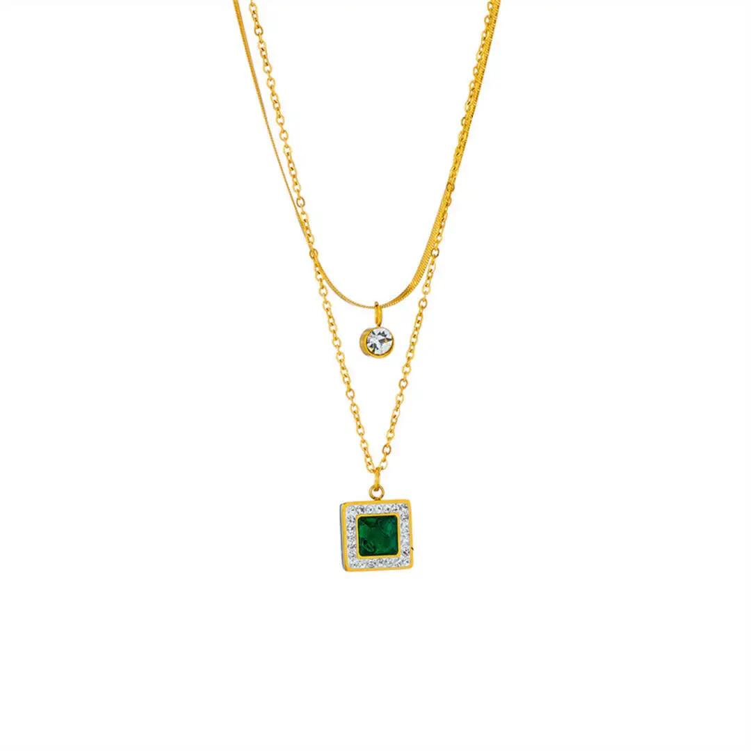 Trendy Zirconia Square Round Charm Necklace Female Gold Color Stainless Steel 2 Layer Snake Chain Necklaces for Woman Jewelry
Trendy Zirconia Square Round Charm Necklace Female Gold Color Stainless Steel 2 Layer Snake Chain Necklaces for Woman Jewelry