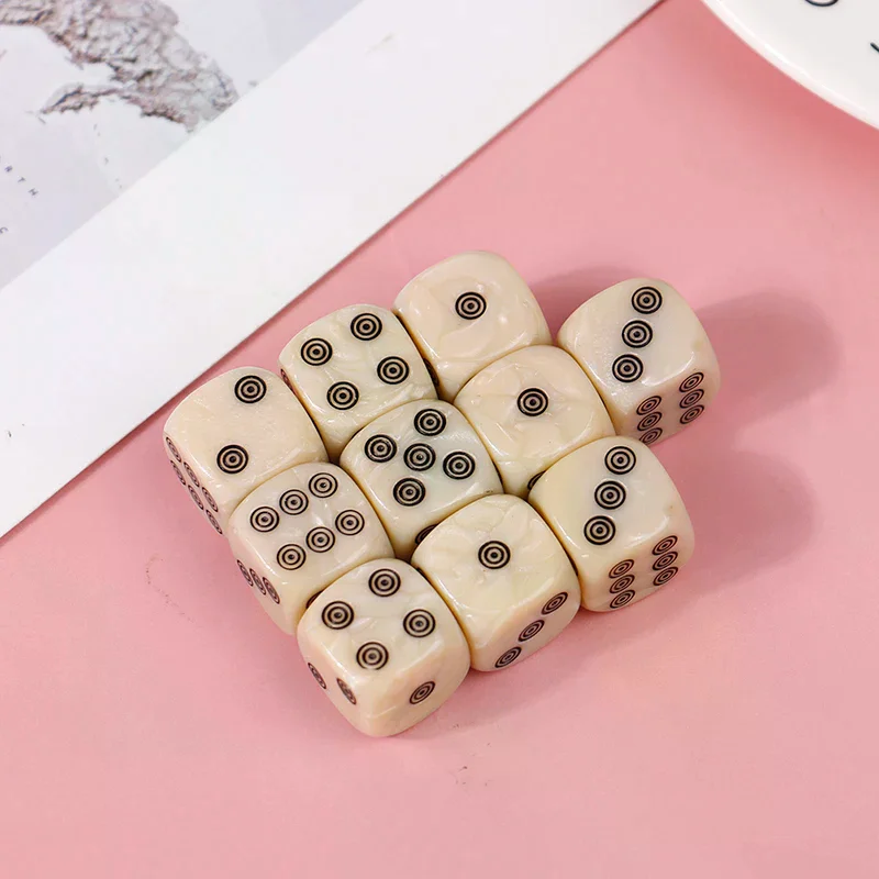 10Pcs 16mm D6 Acrylic Ivory Round Corner Dice Board Game Mahjong Party Entertainment Cubes
10Pcs 16mm D6 Acrylic Ivory Round Corner Dice Board Game Mahjong Party Entertainment Cubes