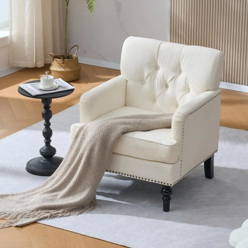 Beige Mid Century Modern Tufted Club Chair Upholstered Button Armchair with Lumbar Pillow Linen Fabric for Bedroom Living Room
Beige Mid Century Modern Tufted Club Chair Upholstered Button Armchair with Lumbar Pillow Linen Fabric for Bedroom Living Room