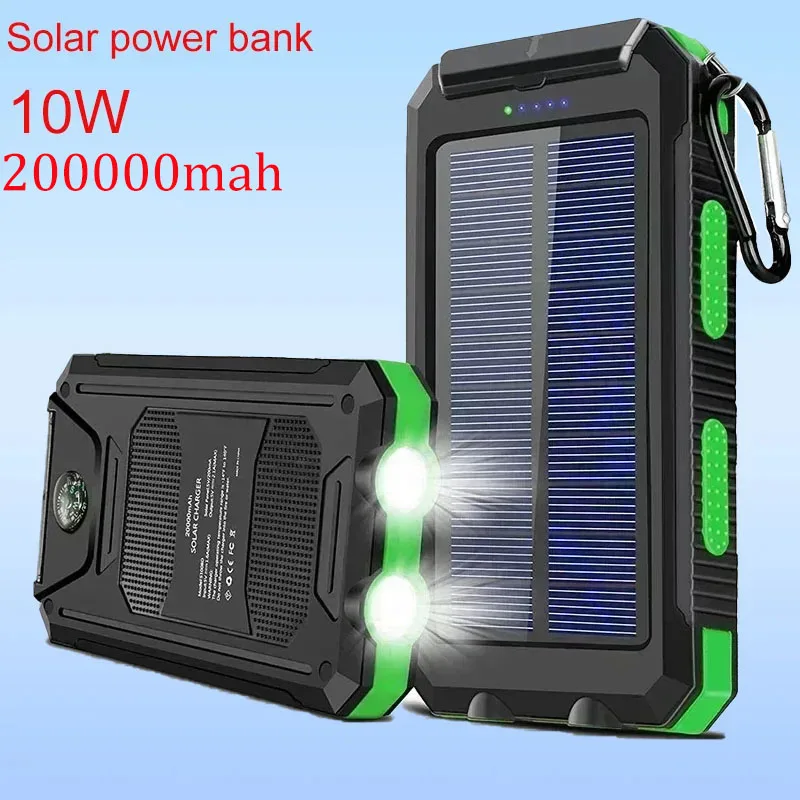 200000mAh Solar Power Bank Outdoor Portable Charger Powerbank Waterproof External Battery Dual USB Charging with LED Light
200000mAh Solar Power Bank Outdoor Portable Charger Powerbank Waterproof External Battery Dual USB Charging with LED Light