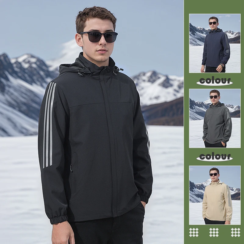L-7XL Men's Windbreaker Coats Long Sleeve Striped Hat Detachable Windproof Waterproof Jackets
L-7XL Men's Windbreaker Coats Long Sleeve Striped Hat Detachable Windproof Waterproof Jackets