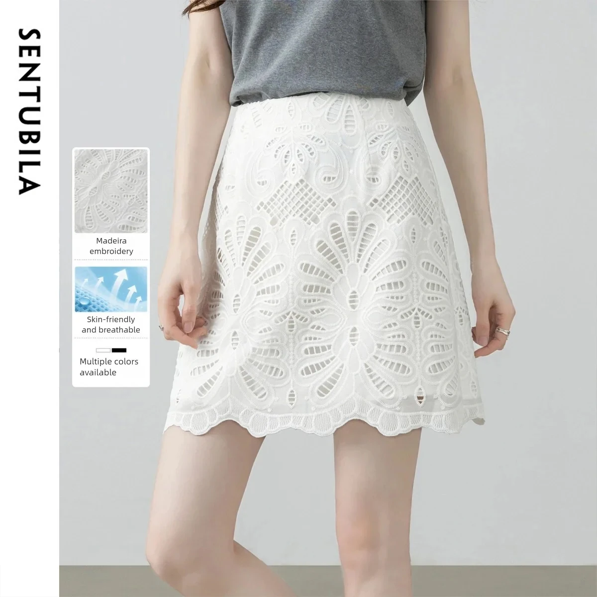 SENTUBILA Women Embroidery Short Skirt Hip-Covering Height-Enhancing Slimming Wavy Hem A-Line Skirt 2026 Summer 162QA7041
SENTUBILA Women Embroidery Short Skirt Hip-Covering Height-Enhancing Slimming Wavy Hem A-Line Skirt 2026 Summer 162QA7041