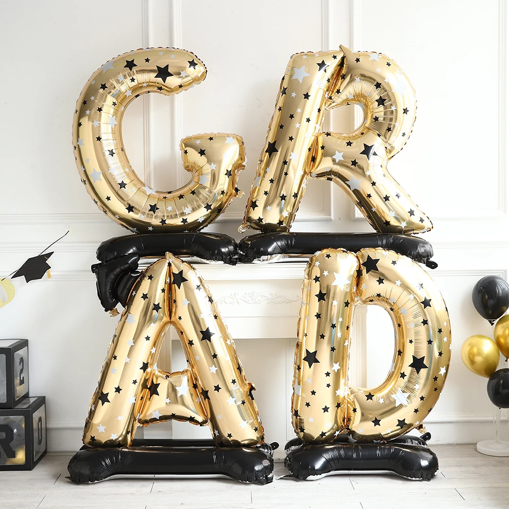 Graduation Standing Foil Balloon Large Black Gold White GRAD Letter Balloon Set Photo Shoot Props Graduation Party Decor 2025
Graduation Standing Foil Balloon Large Black Gold White GRAD Letter Balloon Set Photo Shoot Props Graduation Party Decor 2025