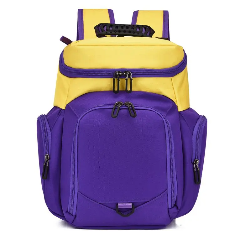 Blue white color block sports backpack large multi compartment design dual side slip pockets top handle adjustable straps
Blue white color block sports backpack large multi compartment design dual side slip pockets top handle adjustable straps