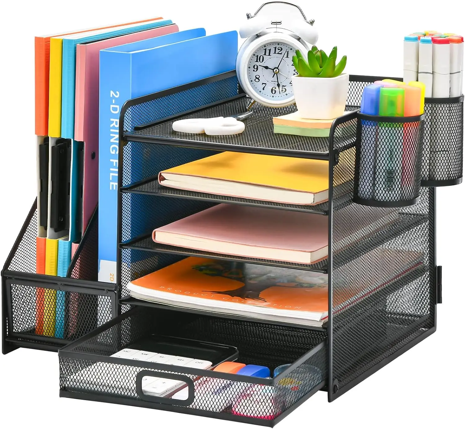 Desk Organizer With File Holder, 5-Tier Paper Letter Tray Organizer With Drawer And 2 , Mesh Desktop Organizer And Storage With
Desk Organizer With File Holder, 5-Tier Paper Letter Tray Organizer With Drawer And 2 , Mesh Desktop Organizer And Storage With