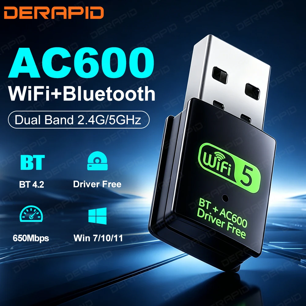 Mini 600Mbps USB WiFi BT4.2 Adapter Dual Band 2.4G 5.8GHz Wireless Dongle for Laptop Desktop Windows 10 11 Driver Free
Mini 600Mbps USB WiFi BT4.2 Adapter Dual Band 2.4G 5.8GHz Wireless Dongle for Laptop Desktop Windows 10 11 Driver Free
