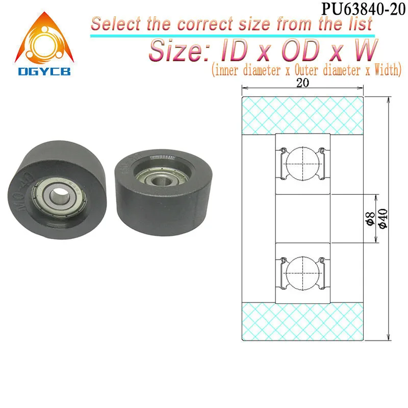 1pcs 8x40x20 mm Polyurethane Coated Bearing Roller PU63840-20 40mm Diameter 8mm Bore PU Pulley Wheel 8*40*20 Plastic Bearing
1pcs 8x40x20 mm Polyurethane Coated Bearing Roller PU63840-20 40mm Diameter 8mm Bore PU Pulley Wheel 8*40*20 Plastic Bearing