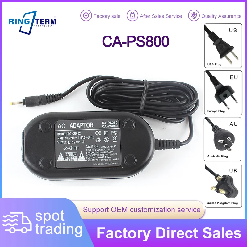 CA-PS800 AC Power Adapter Kit DC Charger Compatible with Canon PowerShot A800 A810 A1300 A1400 SX150 SX160 IS Digital Cameras
CA-PS800 AC Power Adapter Kit DC Charger Compatible with Canon PowerShot A800 A810 A1300 A1400 SX150 SX160 IS Digital Cameras