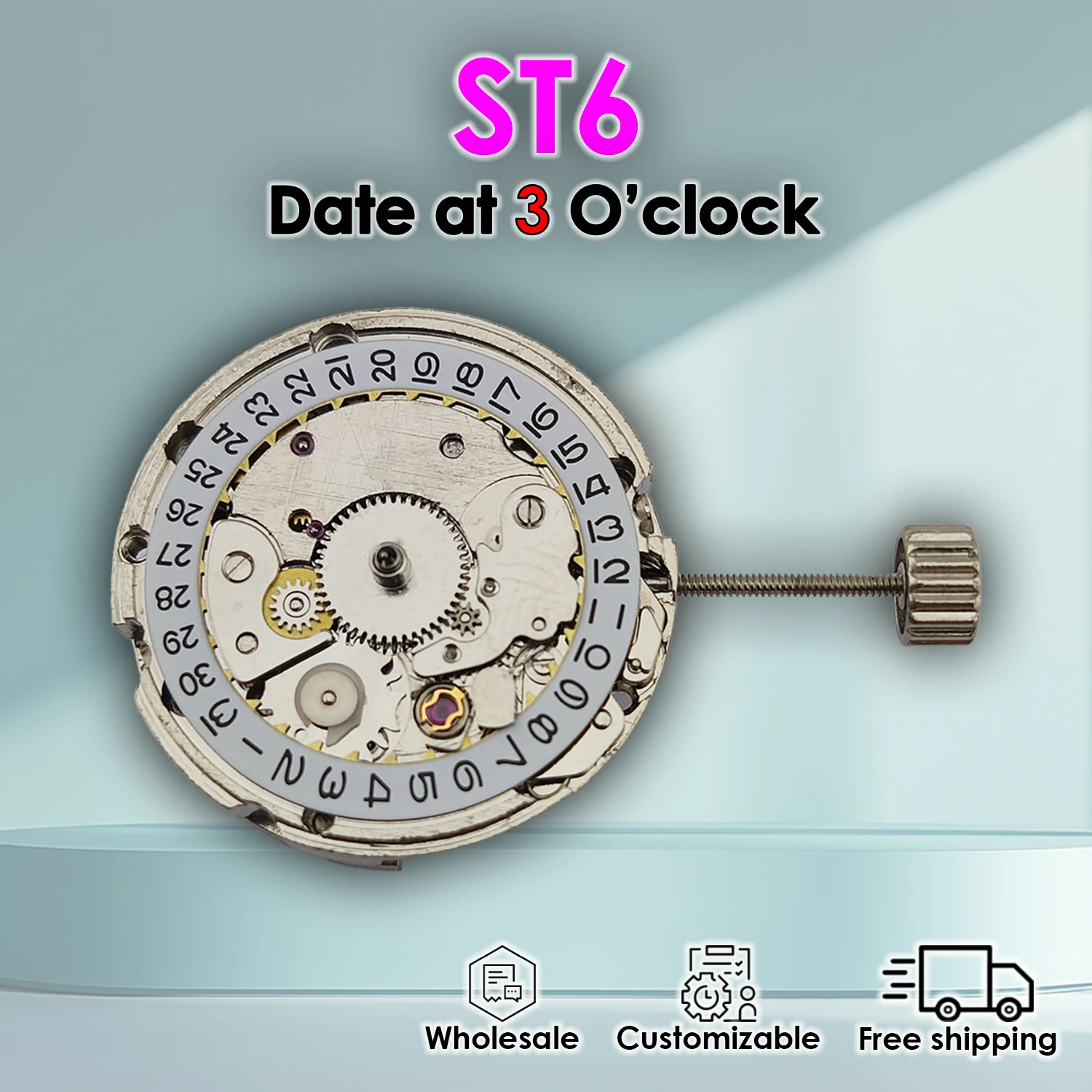 ST6 Автоматический механизм с датой на 3 часа 21 Jewel Seagull, аксессуар для ремонта часов, настраиваемый гравировальный ротор, оригинал в Китае
ST6 Автоматический механизм с датой на 3 часа 21 Jewel Seagull, аксессуар для ремонта часов, настраиваемый гравировальный ротор, оригинал в Китае