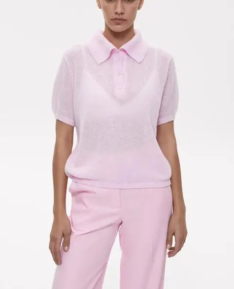 Summer 2025 New Bubble Sleeve T-Shirt Women's Knitted Sweater Fashion Solid Color Simple Collar Perspective Short Sleeve Sweater
Summer 2025 New Bubble Sleeve T-Shirt Women's Knitted Sweater Fashion Solid Color Simple Collar Perspective Short Sleeve Sweater