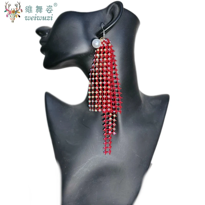 Belly Dance Performance Accessories Handmade Earrings Mesh Diamond Imitation Pearl Tassel Latin Dance Competition Accessory
Belly Dance Performance Accessories Handmade Earrings Mesh Diamond Imitation Pearl Tassel Latin Dance Competition Accessory