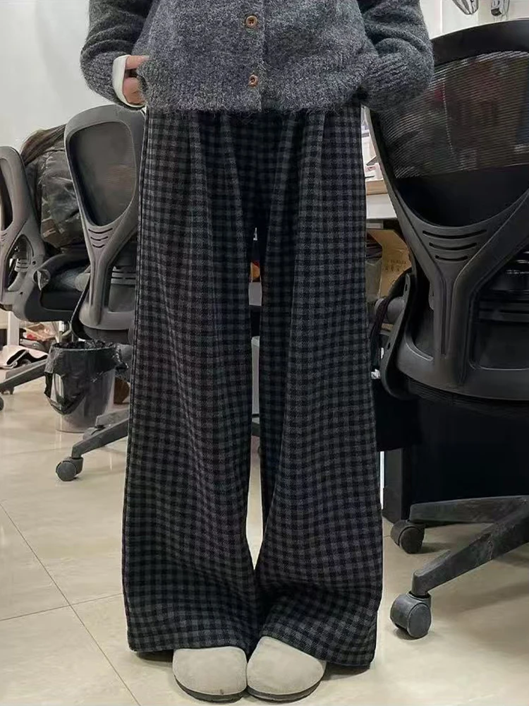 Толстые клетчатые широкие брюки из искусственной шерсти, женские свободные повседневные брюки в Корейском стиле ретро, уличная одежда в стиле Харадзюку, черные универсальные прямые брюки
Толстые клетчатые широкие брюки из искусственной шерсти, женские свободные повседневные брюки в Корейском стиле ретро, уличная одежда в стиле Харадзюку, черные универсальные прямые брюки