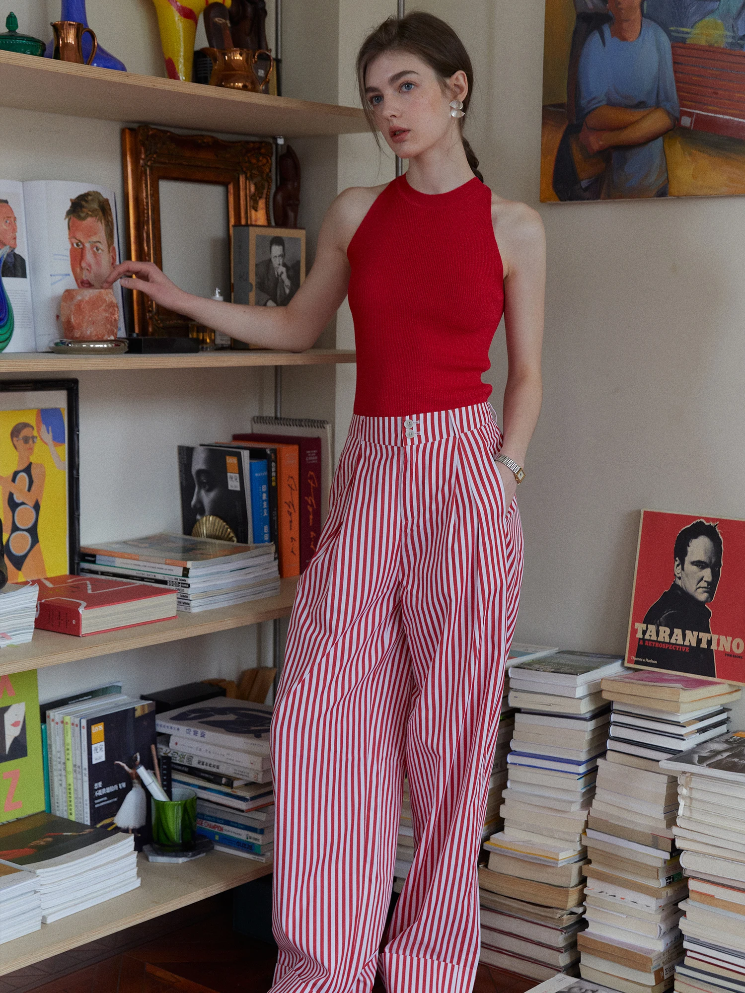 Clean Sense Intellectual Red Stripe Elastic High Waist Wide Leg Straight Cut Casual Pants Comfortable Breathable Cotton Blend
Clean Sense Intellectual Red Stripe Elastic High Waist Wide Leg Straight Cut Casual Pants Comfortable Breathable Cotton Blend