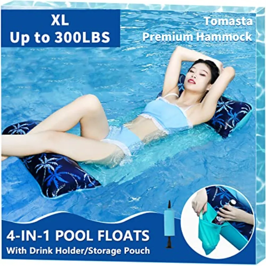 Inflatable Pool Hammock, Water Hammock for Adults, Floaties Lounger, Fabric Mesh Float up to 300 LBS Heavy Duty, 4-in-1 Multi-P
Inflatable Pool Hammock, Water Hammock for Adults, Floaties Lounger, Fabric Mesh Float up to 300 LBS Heavy Duty, 4-in-1 Multi-P