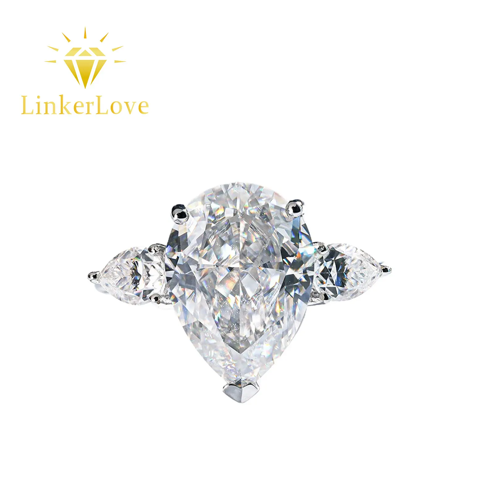 LinkerLove 3 Stones Pear Cut 6CT Moissanite Ring S925 Silver Big Teardrop Diamond Engagement Ring for Women Luxury Wedding Band
LinkerLove 3 Stones Pear Cut 6CT Moissanite Ring S925 Silver Big Teardrop Diamond Engagement Ring for Women Luxury Wedding Band