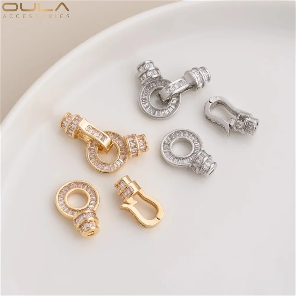 1pcs 14K Gold-plated Zircon Ring Universal Buckle Pearl Necklace Clasp, Diy Handmade Bracelet Accessory Connecting Clasp
1pcs 14K Gold-plated Zircon Ring Universal Buckle Pearl Necklace Clasp, Diy Handmade Bracelet Accessory Connecting Clasp