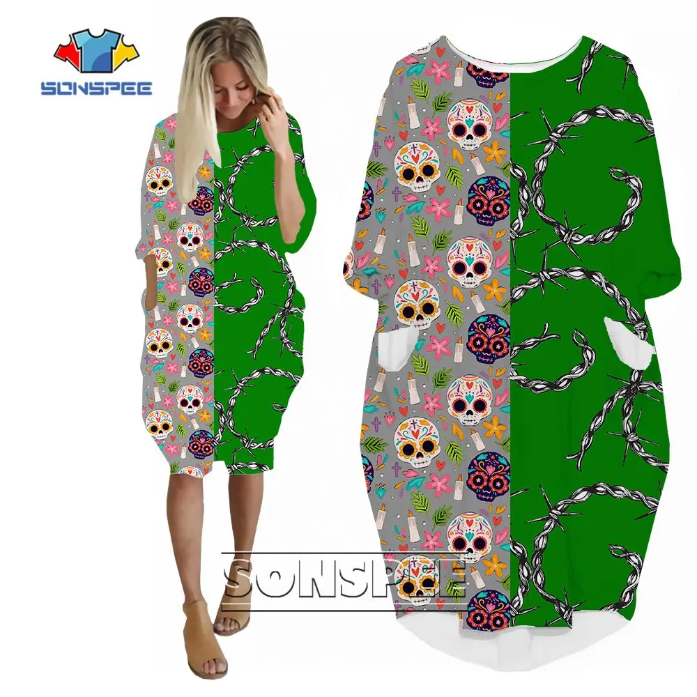SONSPEE 3D Print Skull Tattoo Iron Chain Stitching Women's Dress Suits Street Hip Hop Skirt Fashion Personality Long Sleeve Gown
SONSPEE 3D Print Skull Tattoo Iron Chain Stitching Women's Dress Suits Street Hip Hop Skirt Fashion Personality Long Sleeve Gown
