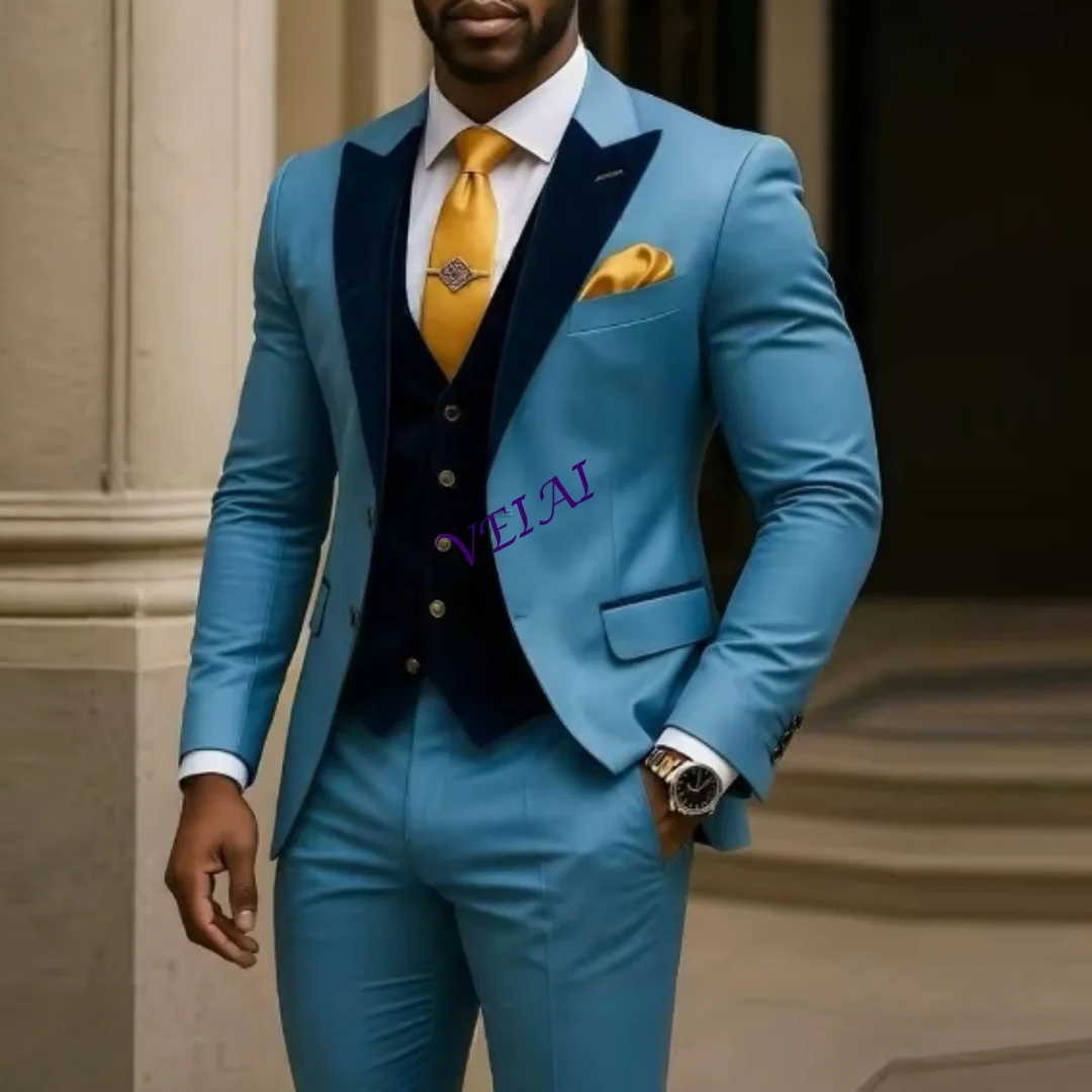 CustomizedBlue And Dark Blue Velvet Men Suit Wedding Party Formal Groom Groomsman Prom Business Male Tuxedos 3 Piece Set Jacket
CustomizedBlue And Dark Blue Velvet Men Suit Wedding Party Formal Groom Groomsman Prom Business Male Tuxedos 3 Piece Set Jacket