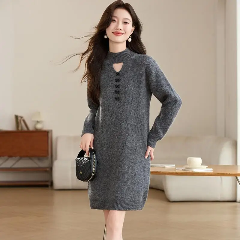 Fashion Knitwear Bottoming Shirt Loose Thick Sweater Women's Autumn Winter New Long Coat Semi-high Collar Pullover Female Jacket
Fashion Knitwear Bottoming Shirt Loose Thick Sweater Women's Autumn Winter New Long Coat Semi-high Collar Pullover Female Jacket