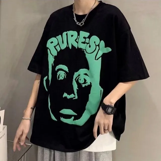 2025 new short-sleeved men's printed T-shirt summer new trend loose top ins fashion street hip hop clothes
2025 new short-sleeved men's printed T-shirt summer new trend loose top ins fashion street hip hop clothes