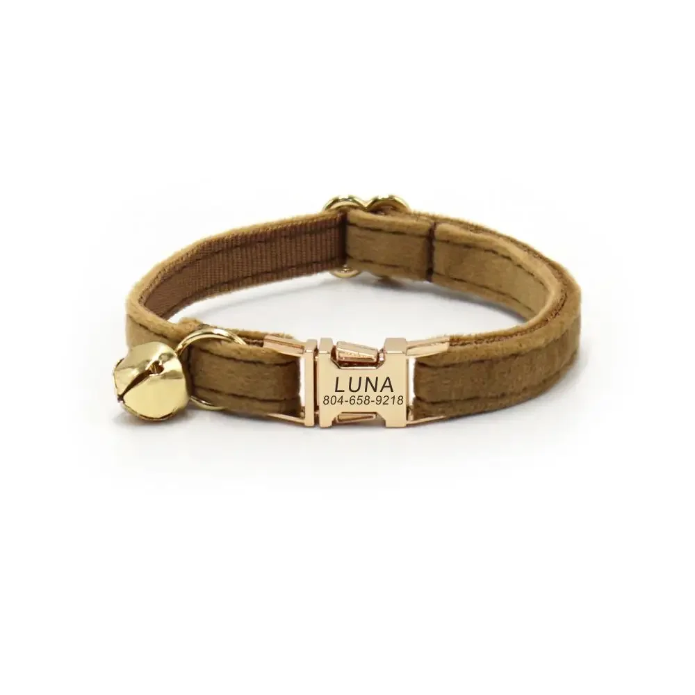 Personalized Cat Collar with Free Engraving, Matching Pet Leash,Customzied Contacts Metal Buckle, Brown Thick Velvet Pet Collar
Personalized Cat Collar with Free Engraving, Matching Pet Leash,Customzied Contacts Metal Buckle, Brown Thick Velvet Pet Collar
