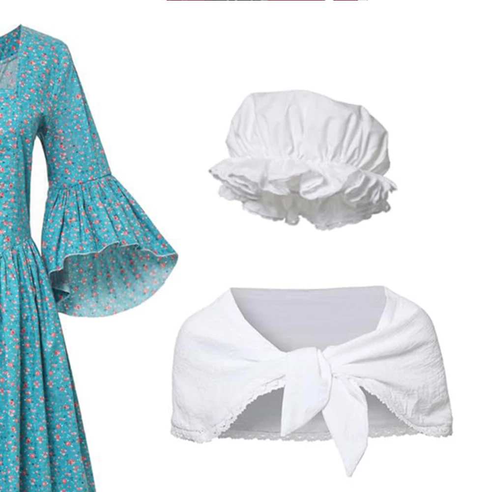 Prairie Colony Blue Floral Print Dress White Stole for Dress Up Full Set Halloween Carnival Party Stage Performance Outfits
Prairie Colony Blue Floral Print Dress White Stole for Dress Up Full Set Halloween Carnival Party Stage Performance Outfits