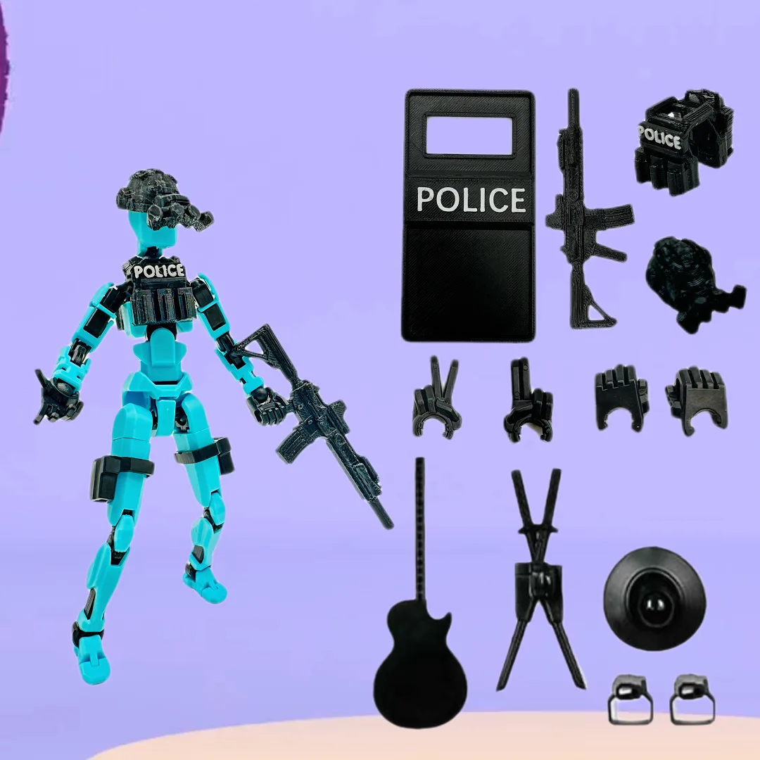 T13 Police Action Figure 3D Printed Multi-Joint Movable SWAT Dummy Shield Accessories DIY Poseable Robot Model Toy for Kids Gift
T13 Police Action Figure 3D Printed Multi-Joint Movable SWAT Dummy Shield Accessories DIY Poseable Robot Model Toy for Kids Gift