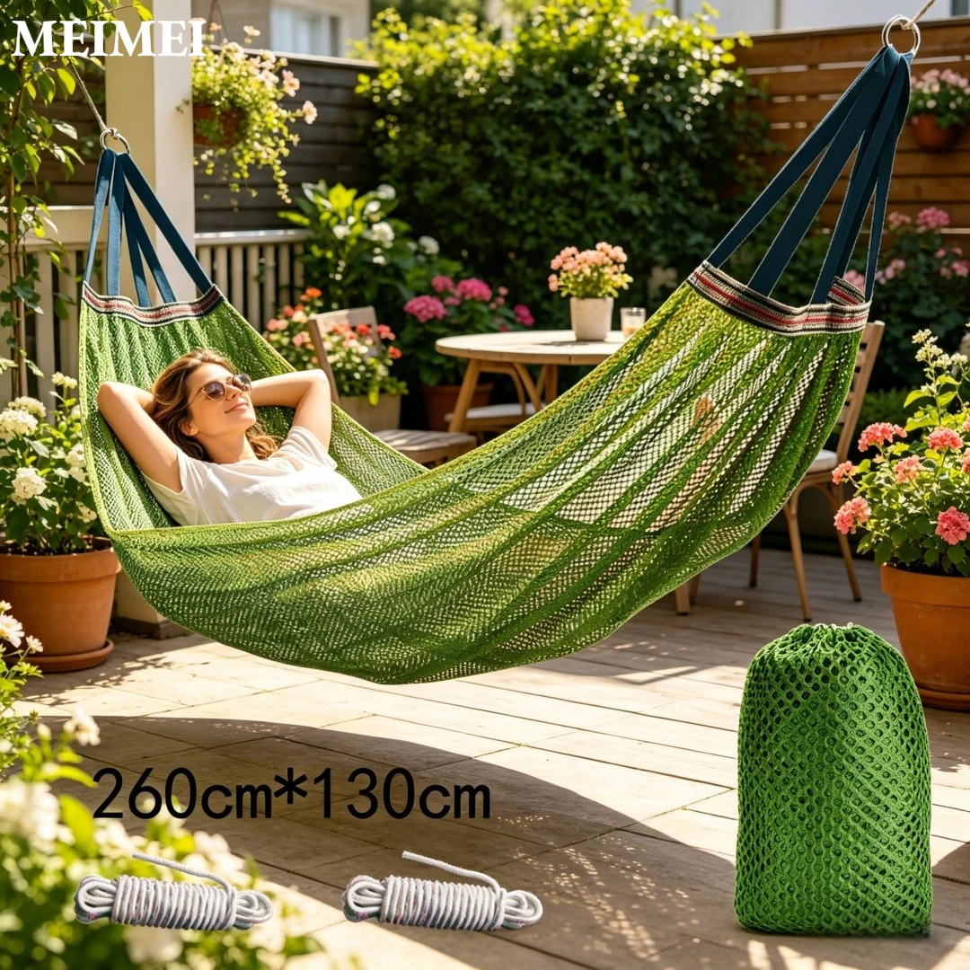 Meimei Outdoor Breathable Mesh Hammock Heavy Duty Net Weave Hammock Swing High Weight Capacity for Patio Yard
Meimei Outdoor Breathable Mesh Hammock Heavy Duty Net Weave Hammock Swing High Weight Capacity for Patio Yard